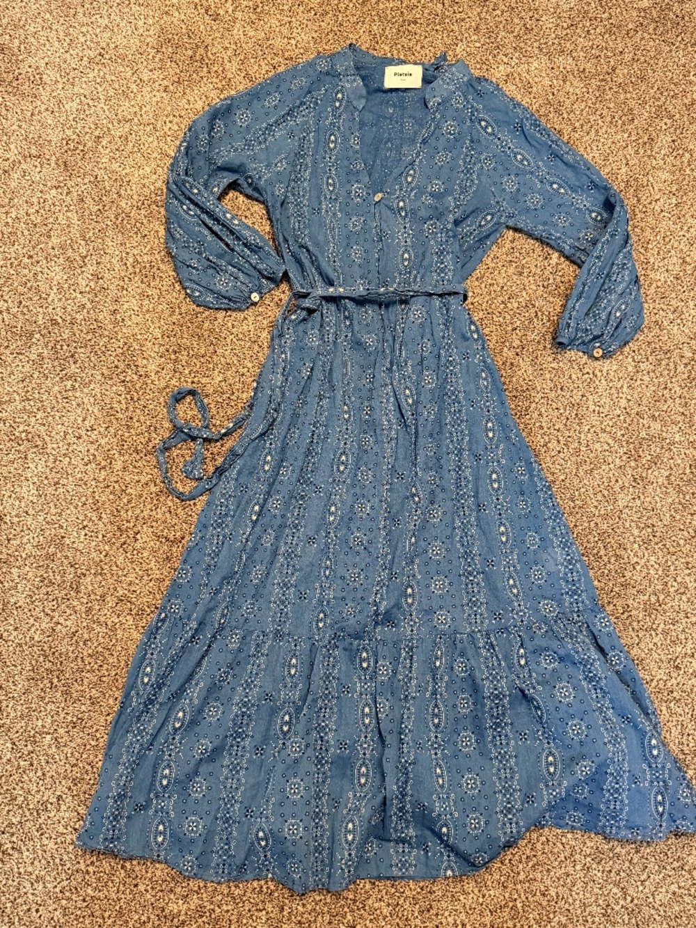 Pietsie Paisley Maxi Dress in blue women's Size S Western Cowgirl